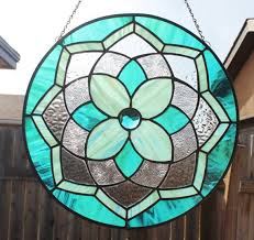 Stained Glass Suncatcher Pink Teal