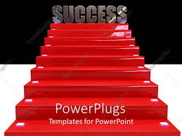Powerpoint Template Success At The Top Of Red Staircase 27797