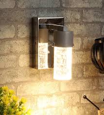 Outdoor Wall Lights Silver Mild Steel Crystal Glass Led Wall Light By Learc Designer Lighting Pepperfry