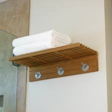 Pacifica Teak Towel Shelf With Hooks