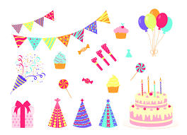 birthday party decorations isolated