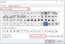 insert a checkmark in excel 2010