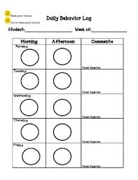 Daily Behavior Log For Students With Behavior Needs