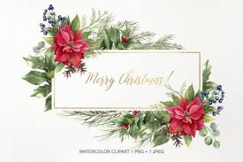 watercolor fl christmas frame png