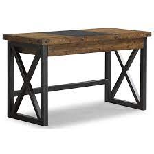 Wood desk top with metal support. Flexsteel Wynwood Collection Carpenter Rustic Industrial Lift Top Desk Fashion Furniture Table Desks Writing Desks