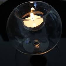 Clear Glass Ball Candle Holder