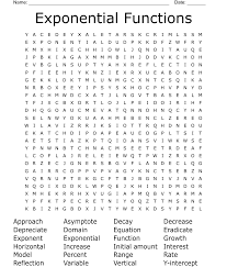 Exponential Functions Word Search