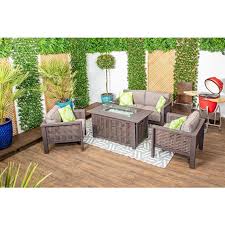Sofa Set With Two Chairs And Firepit Table