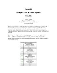 Tutorial 3 Using Matlab In Linear