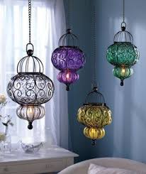Purple Bohemian Handblown Glass Lantern