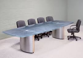 Crescent Glass Top Conference Table
