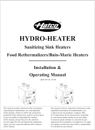 Hatco Sanitizing Sink Heaters Food Rethermalizers Bain Marie