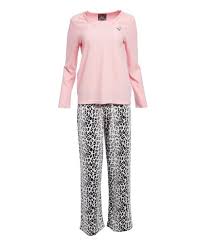 Pj Couture Coral Leopard Print Fleece Pajama Set