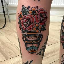 A phoenix tattoo on a leg. Phoenix Tattoo Studio Shin Vase For Jessbryar Always A Pleasure Tattoo Tradtionaltattoo Vase Flowers Phoenixtattoostudio Trowbridge Wiltshire Facebook