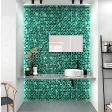 Artemis Leaf Green Hexagon Mosaic Tile