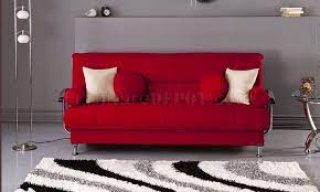 Red Microfiber Modern Living Room Sofa