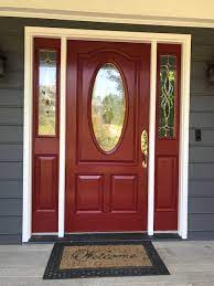 Sherwin williams peppercorn for the siding. Classic Red Front Door And Sidelights Marietta Ga 30066 Exterior Painting Project