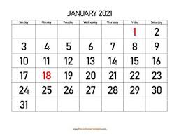 Blank january 2021 calendar pdf. January 2021 Free Calendar Tempplate Free Calendar Template Com