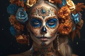 portrait of a woman with sugar skull