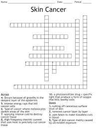 skin cancer crossword wordmint