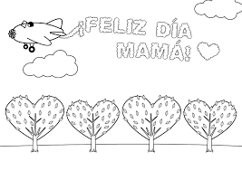 Dos madres con cestos de flores. Dibujo Con Mensaje Feliz Dia De La Madre Imagen Para Colorear E Imprimir