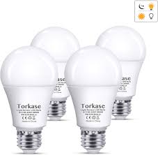 Torkase Dusk To Dawn Light Bulb Automatic Turn On Off 9 Watt 60 Watt Equivalent 3000 Kelvin Warm White Indoor Outdoor Led Lighting Bulbs For