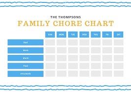 White With Blue And Orange Lines Family Chore Chart