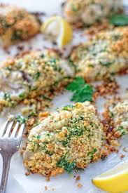 this baked breaded tilapia recipe is a keeper succulent fish covered with garlicky breadcrumbs