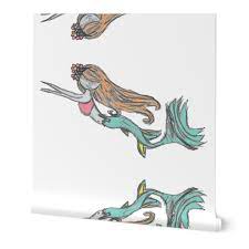 mermaid malia wallpaper spoonflower