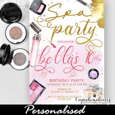 glam makeup spa party invites beauty