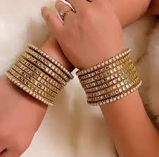 Bollywood Indian Gold Plated Bracelet Kundan Bangles 16 Chudi Kada Jewelry  Set | eBay