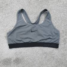 Nike Pro Women Activewear Sports Bra Dri Fit Sleeveless Racerback Gray SZ Medium