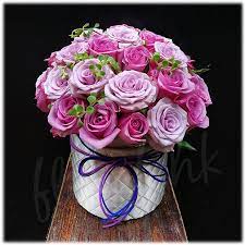 boxed flower purple rose flower