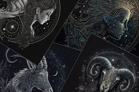 12 zodiac signs wallpaper set graphic