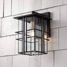 Free shipping on orders over $150. Arley Modern Contemporary Outdoor Wall Light Fixture Black Geometric Frame 16 Seedy Glass Decor For Exterior House Porch Patio Outside Deck Garage Yard Front Door Garden Home Possini Euro Design