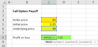 put option payoff in excel