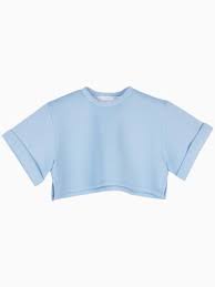 Choies Blue Visco Elastic Crop Top With Roll Sleeve 9 Choies Lookastic