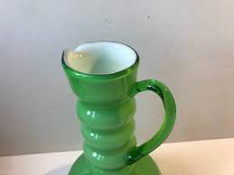 scandinavian green glass jug vase from