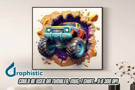 Monster Truck 3d Smashed Wall Art 30