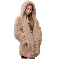 Real Rabbit Fur Hooded Coat