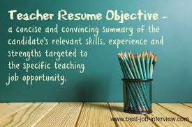 teacher resume objective example