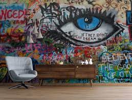 Big Eye Graffiti Living Room Wallpaper