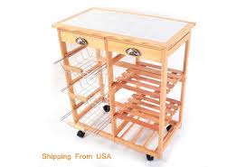 Overstock.com has been visited by 1m+ users in the past month Wooden Rolling Kitchen Storage Island Cart Dining Trolley Basket Stand Counter Top Table Microwave Cart Rack W Drawers Wood White Wish