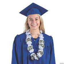 They are nice to use in this craft so that your recipient doesn't rip their money when they take the lei apart. Diy Graduation Money Leis Oriental Trading