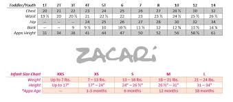 Size Chart Zacari Llc