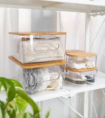clear storage bins stackable with