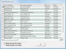 Unlimited Chart Of Accounts With The Tenant File