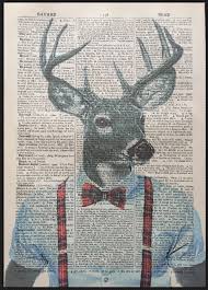 Stag Head Print Vintage Dictionary Page