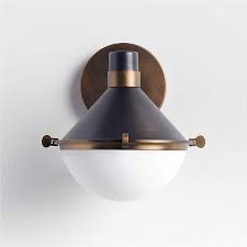 Milk Glass And Pewter Wall Sconce Light