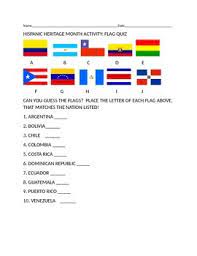 The purpose of national hispanic heritage month is to share history, heritage and contributions of hispanic and latino americans. Hispanic Heritage Month Flag Quiz Grades 4 12 Fun Tpt